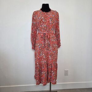 Tavin Wilfred Orange Wild Flower Dress Modest Cottagecore Tradwife Boho Size 16